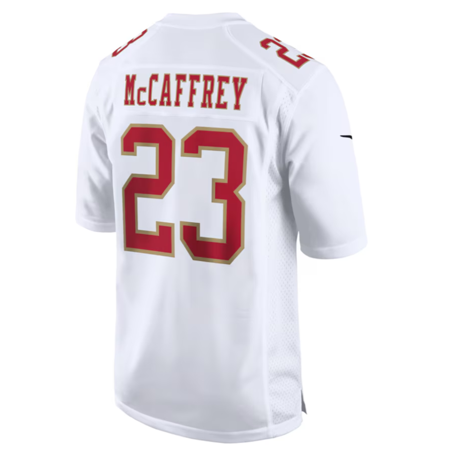 Cooneas SF.49ers #23 Christian McCaffrey Player Tundra White Fashion Game Stitched Jersey