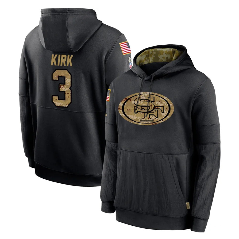 Cooneas SF.49ers #3 Christian Kirk Player Black Salute to Service Sideline Performance Pullover Hoodies Home Game Stitched Jerseys