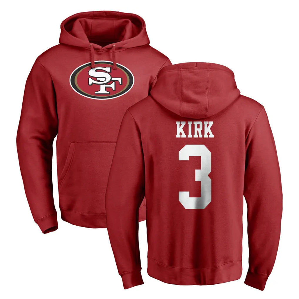 Cooneas SF.49ers #3 Christian Kirk Player Red LOGO Pullover Hoodies Home Game Stitched Jerseys