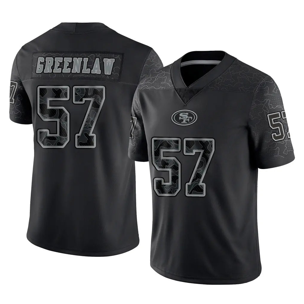 Cooneas SF.49ers #57 Dre Greenlaw Player Black Limited Reflective Home Game Stitched Jerseys