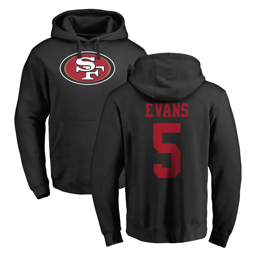 Cooneas SF.49ers #5 Mike Evans Player Black LOGO Pullover Hoodies Home Game Stitched Jerseys