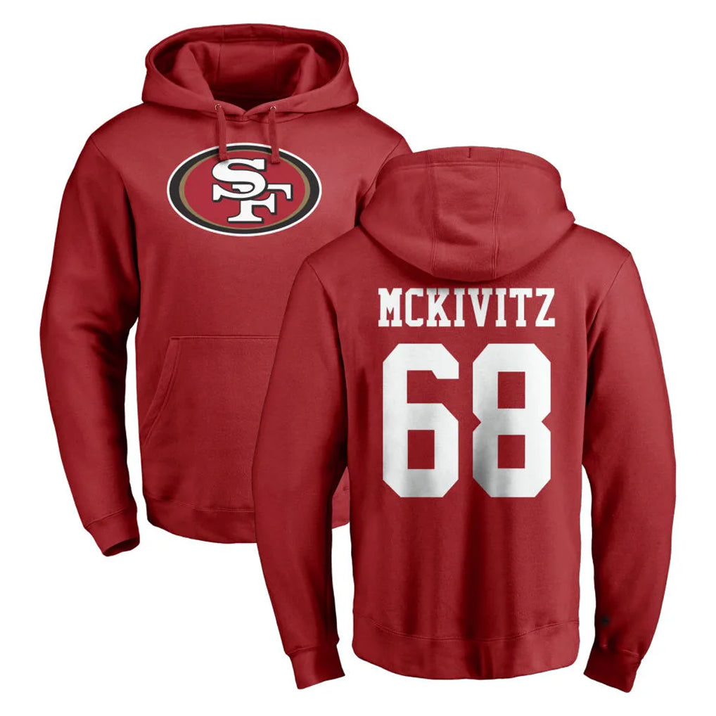 Cooneas SF.49ers #68 Colton McKivitz Player Red LOGO Pullover Hoodies Home Game Stitched Jerseys