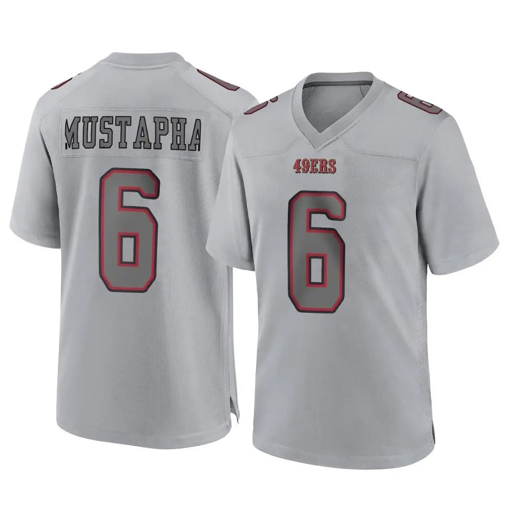 Cooneas SF.49ers #6 Malik Mustapha Player Gray Atmosphere Fashion Home Game Stitched Jerseys