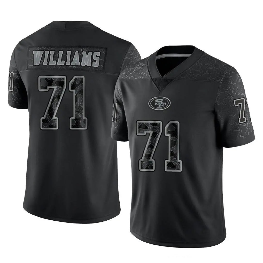 Cooneas SF.49ers #71 Trent Williams Player Black Limited Reflective Home Game Stitched Jerseys