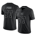 Cooneas SF.49ers #77 Dominick Puni Player Black Limited Reflective Home Game Stitched Jerseys