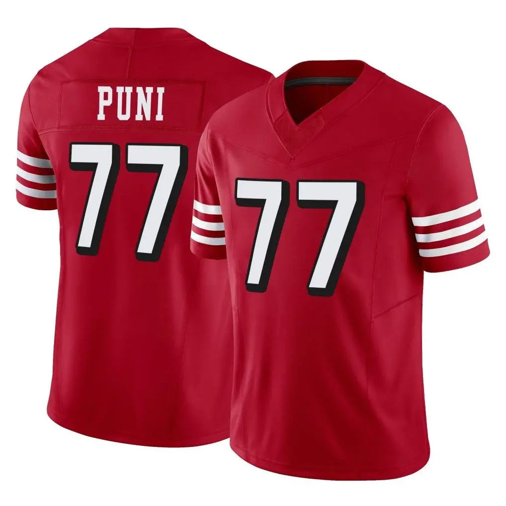 Cooneas SF.49ers #77 Dominick Puni Player Red Limited Alternate Vapor F.U.S.E. Home Game Stitched Jerseys