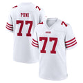 Cooneas SF.49ers #77 Dominick Puni Player White Game Home Stitched Jerseys