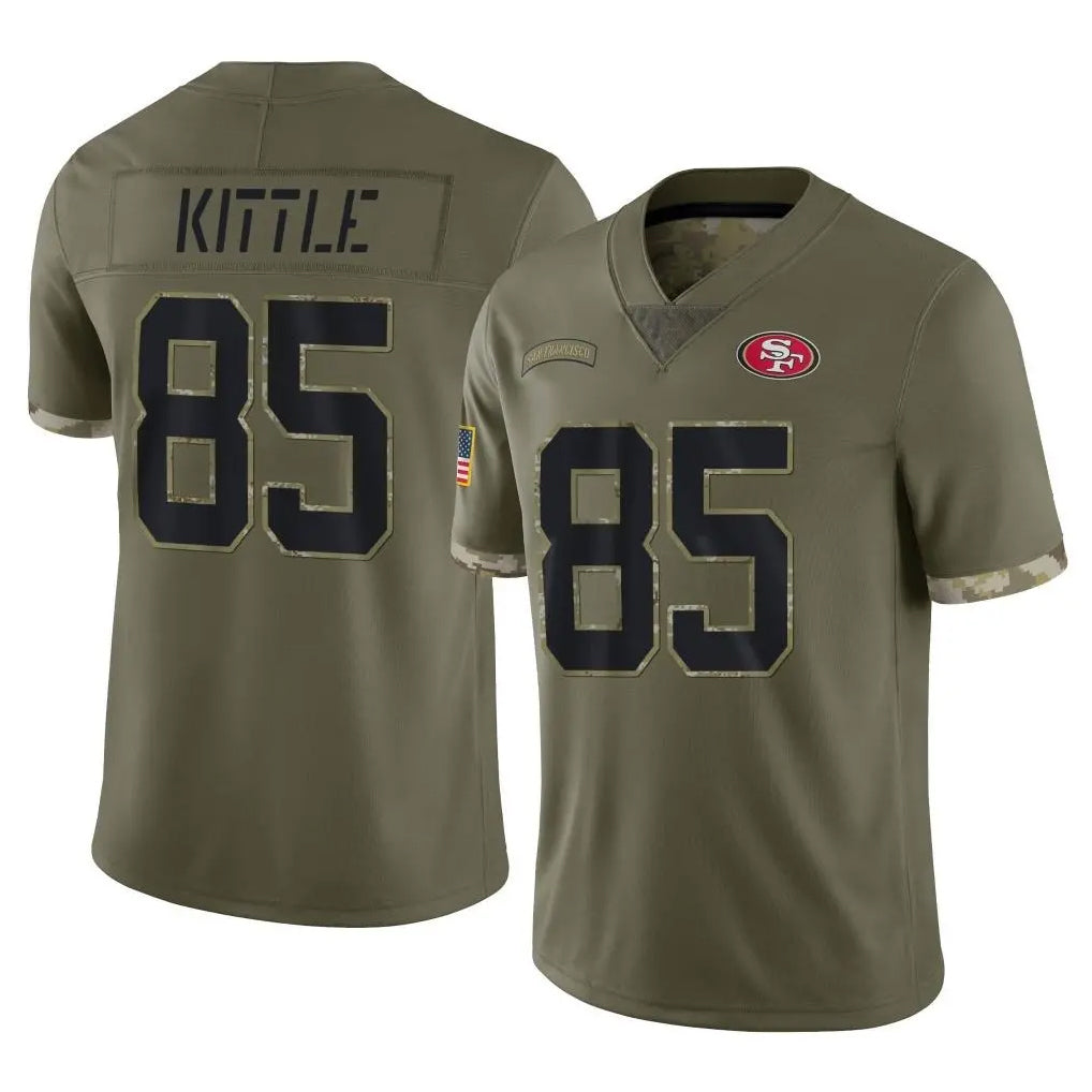 Cooneas SF.49ers #85 George Kittle Player Olive Limited Salute To Service Home Game Stitched Jerseys
