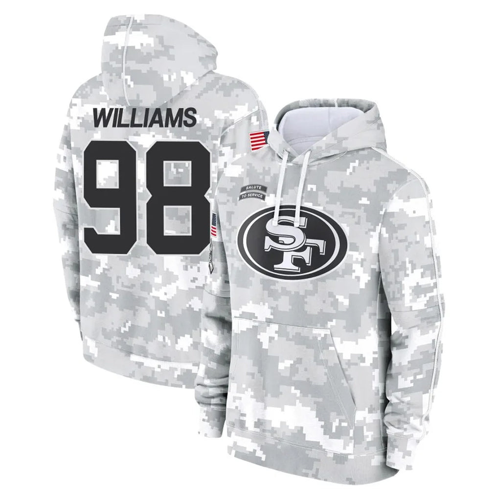 Cooneas SF.49ers #98 Mykel Williams Player Arctic Camo Limited Salute to Service Pullover Hoodies Game Stitched Jerseys