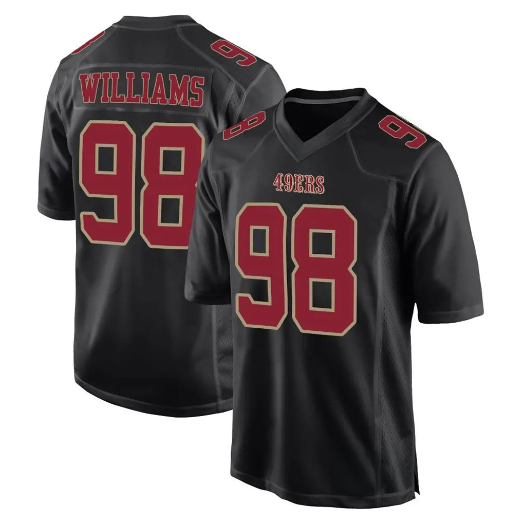 Cooneas SF.49ers #98 Mykel Williams Player Black Fashion Home Game Stitched Jerseys