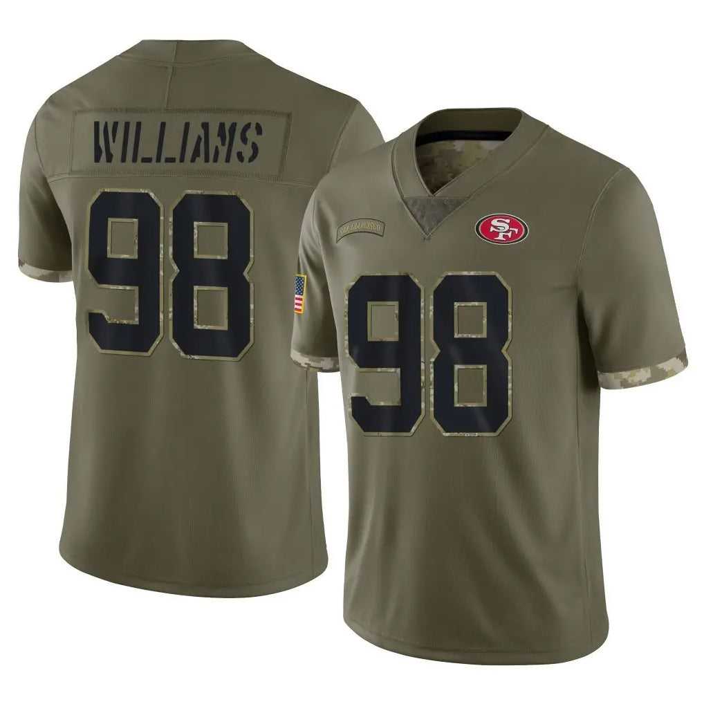 Cooneas SF.49ers #98 Mykel Williams Player Olive Limited Salute To Service Home Game Stitched Jerseys