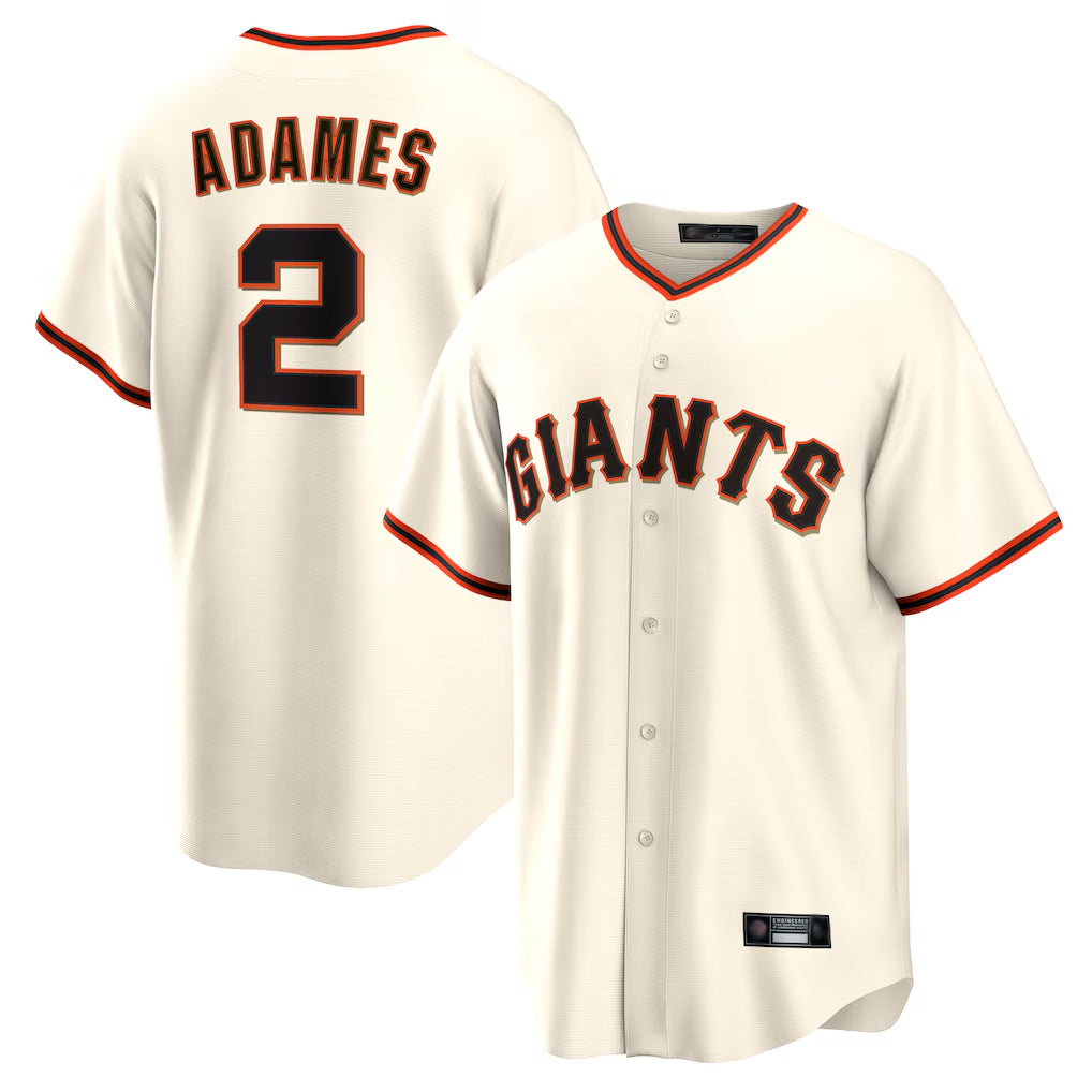 Cooneas SF.Giants #2 Willy Adames Player Cream Home Game Stitched Jerseys