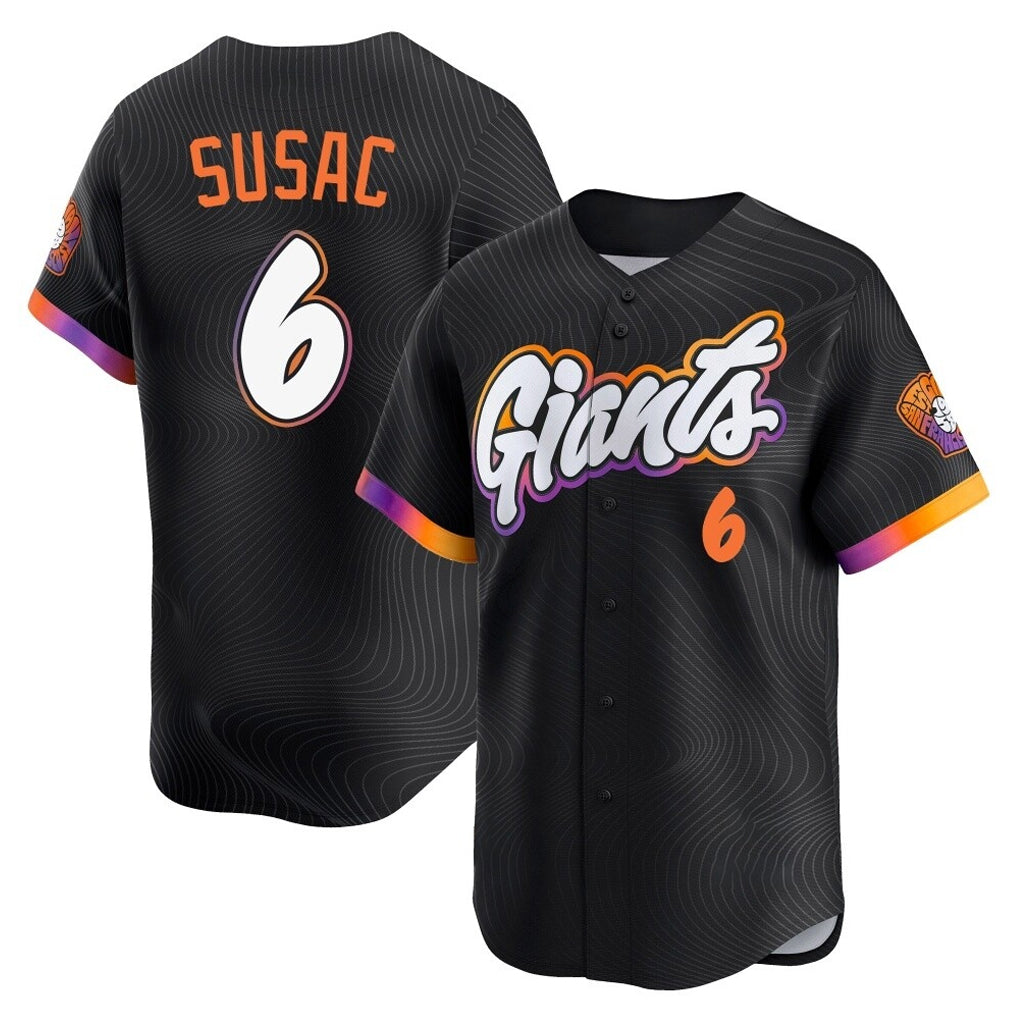 Cooneas SF.Giants #6 Daniel Susac Player Black 2025 City Connect Home Limited Stitched Jerseys