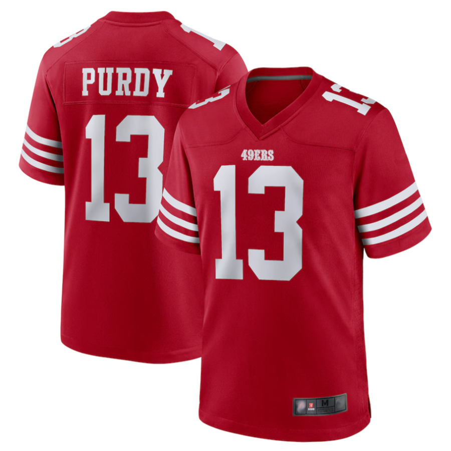 Cooneas SFr.49ers #13 Brock Purdy Player Scarlet Replica Game Stitched Jerseys