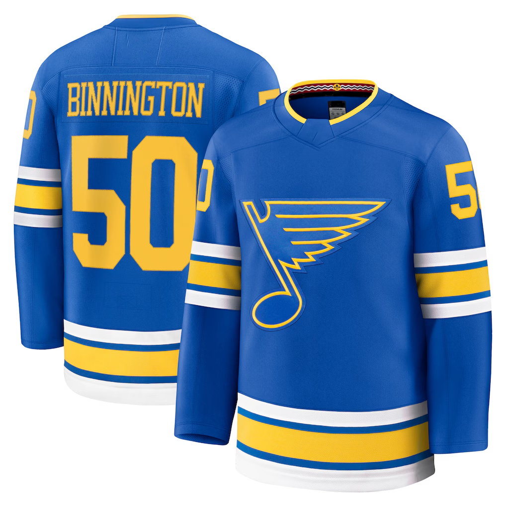 Cooneas St.L.Blues #50 Jordan Binnington Blue Home Premium Player Jerseys