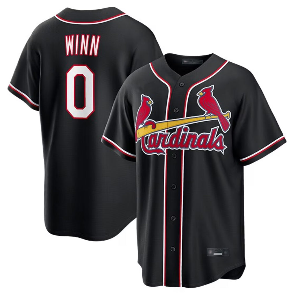 Cooneas St. Louis Cardinals #0 Masyn Winn Player Black Carbon Fashio Game Stitched Jerseys