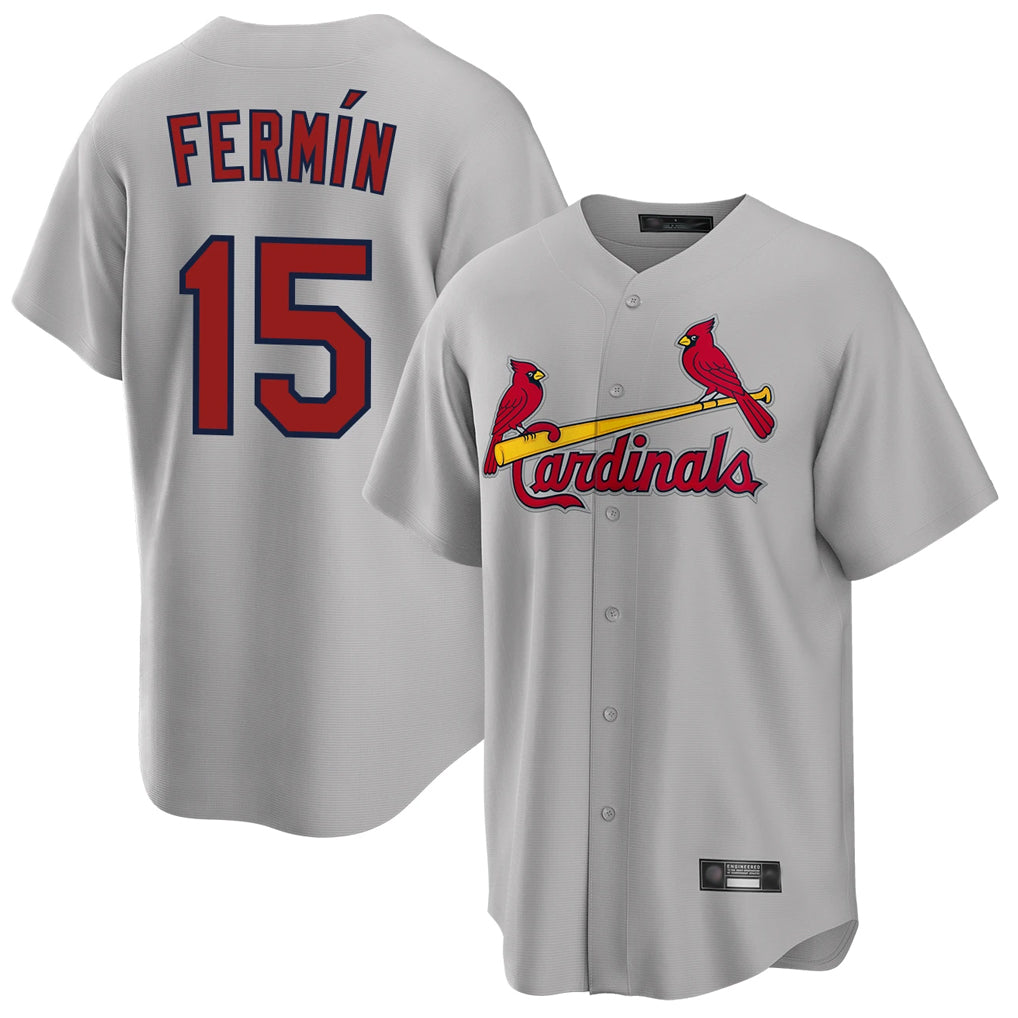 Cooneas St. Louis Cardinals #15 Jose Fermin Player Gray Home Game Stitched Jerseys