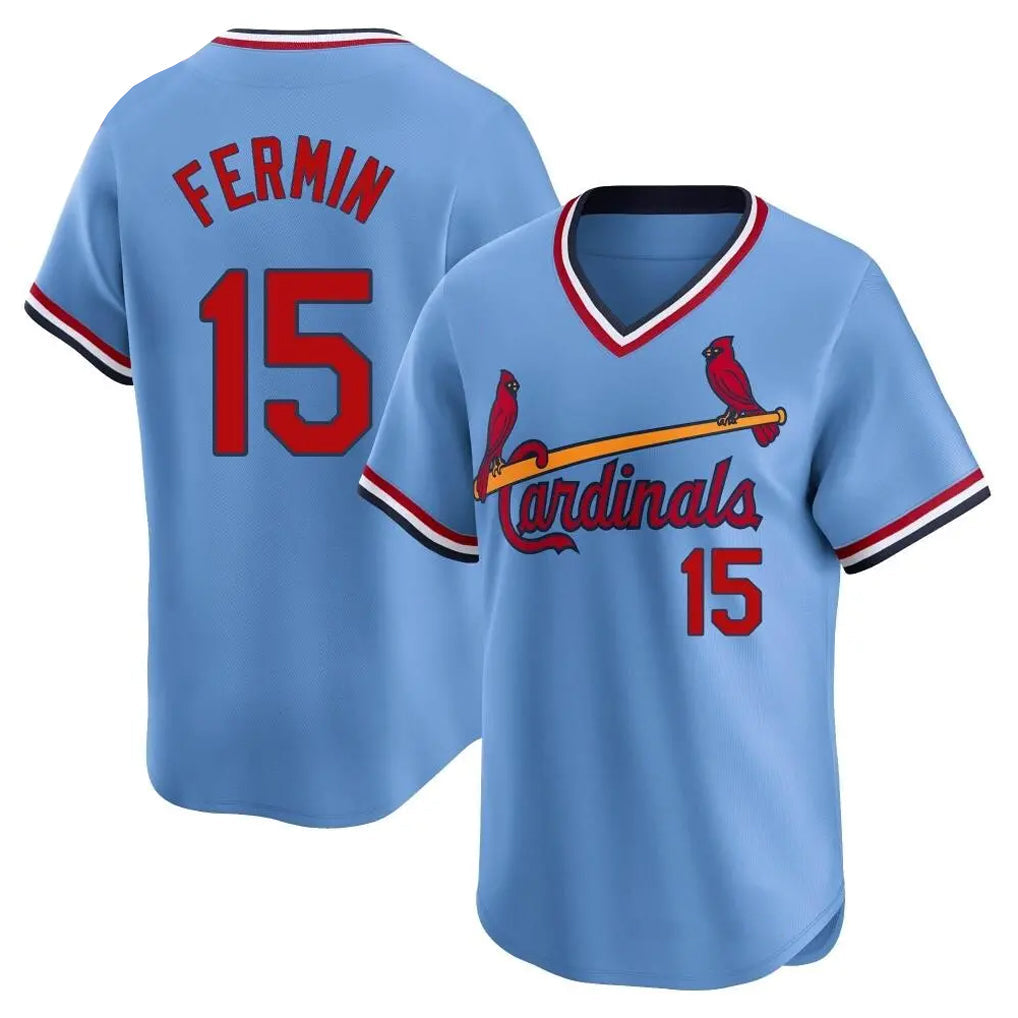 Cooneas St. Louis Cardinals #15 Jose Fermin Player Light Blue City Connect Home T-shirt Stitched Jerseys