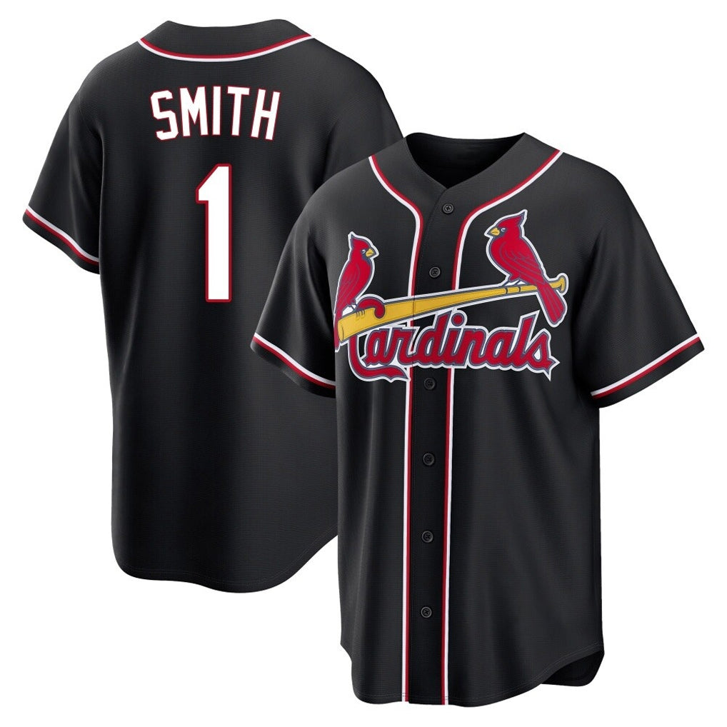Cooneas St. Louis Cardinals #1 Ozzie Smith Player Black Carbon Fashio Game Stitched Jerseys