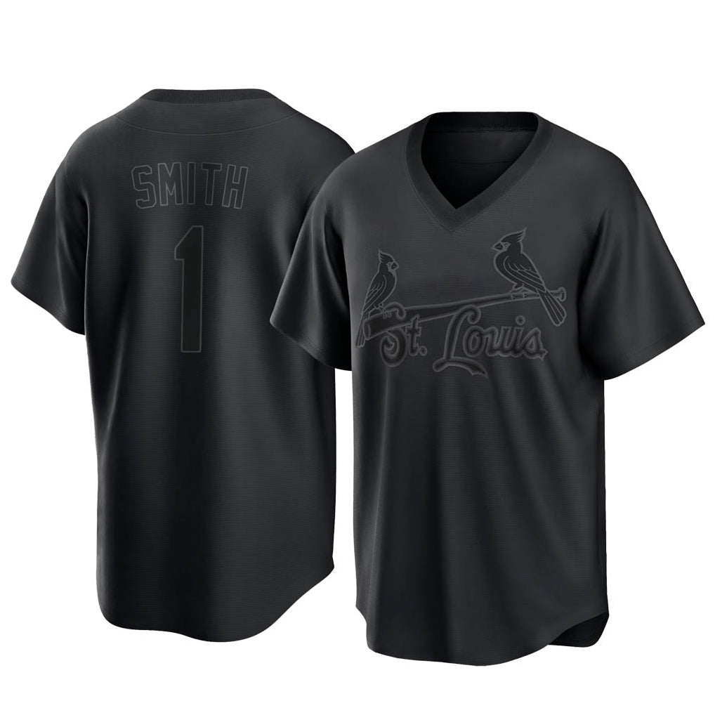Cooneas St. Louis Cardinals #1 Ozzie Smith Player Black City Connect T-shirt Stitched Jerseys