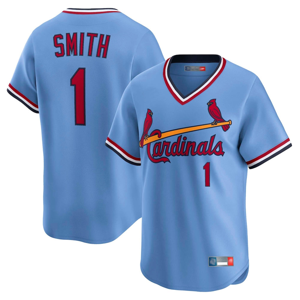 Cooneas St. Louis Cardinals #1 Ozzie Smith Player Light Blue Throwback Cooperstown Collection Limited Stitched Jerseys