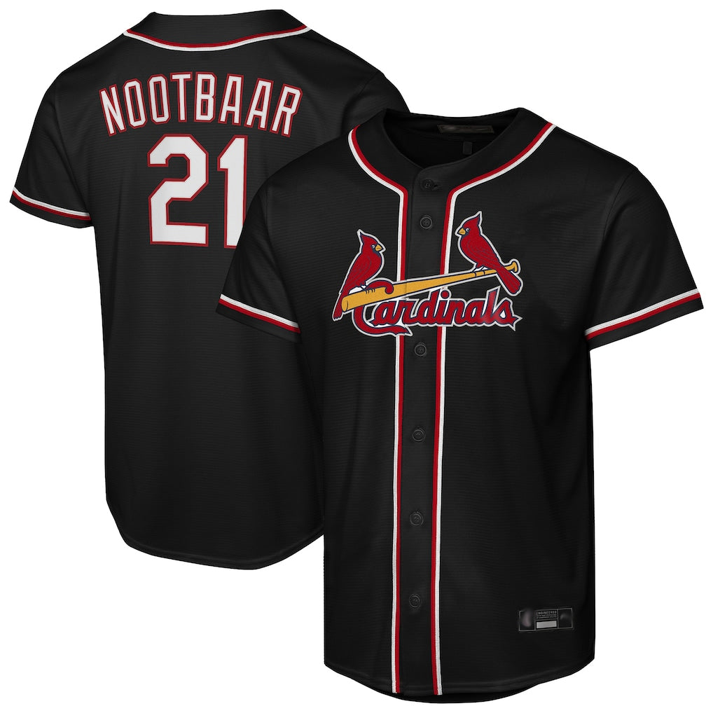 Cooneas St. Louis Cardinals #21 Lars Nootbaar Player Black Carbon Fashio Game Stitched Jerseys
