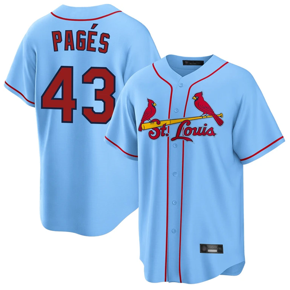 Cooneas St. Louis Cardinals #43 Pedro Pages Player Light Blue Home Game Stitched Jerseys