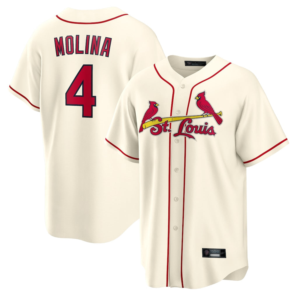Cooneas St. Louis Cardinals #4 Yadier Molina Player Cream Home Game Stitched Jerseys