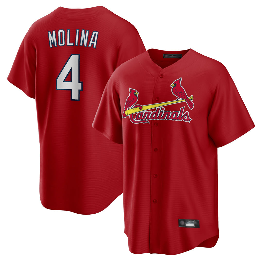 Cooneas St. Louis Cardinals #4 Yadier Molina Player Red Home Game Stitched Jerseys