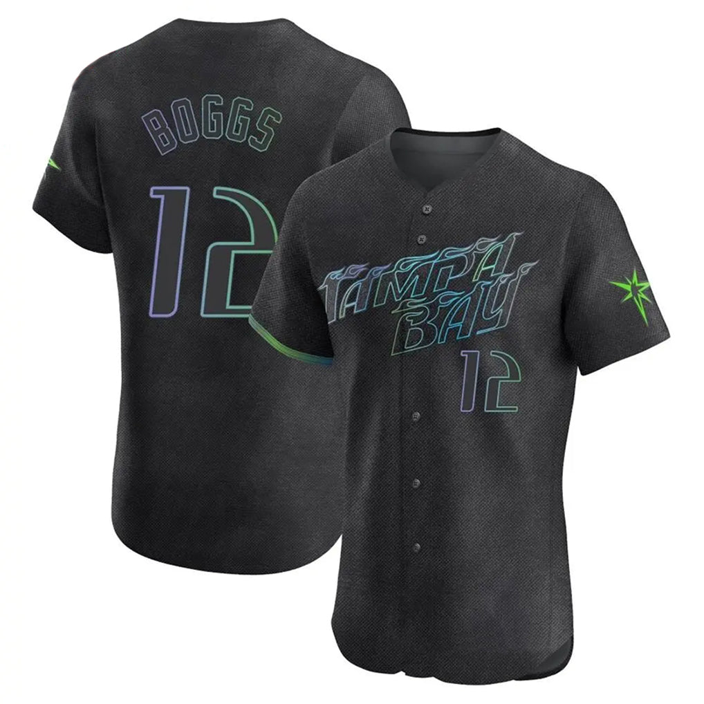 Cooneas TB.Rays #12 Wade Boggs Player Black City Connect Home Limited Elite Stitched Jerseys