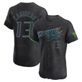 Cooneas TB.Rays #13 Junior Caminero Player Black City Connect Home Limited Elite Stitched Jerseys
