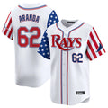 Cooneas TB.Rays #62 Jonathan Aranda Player White 2025 Independence Day Vapor Premier Limited Stitched Jerseys