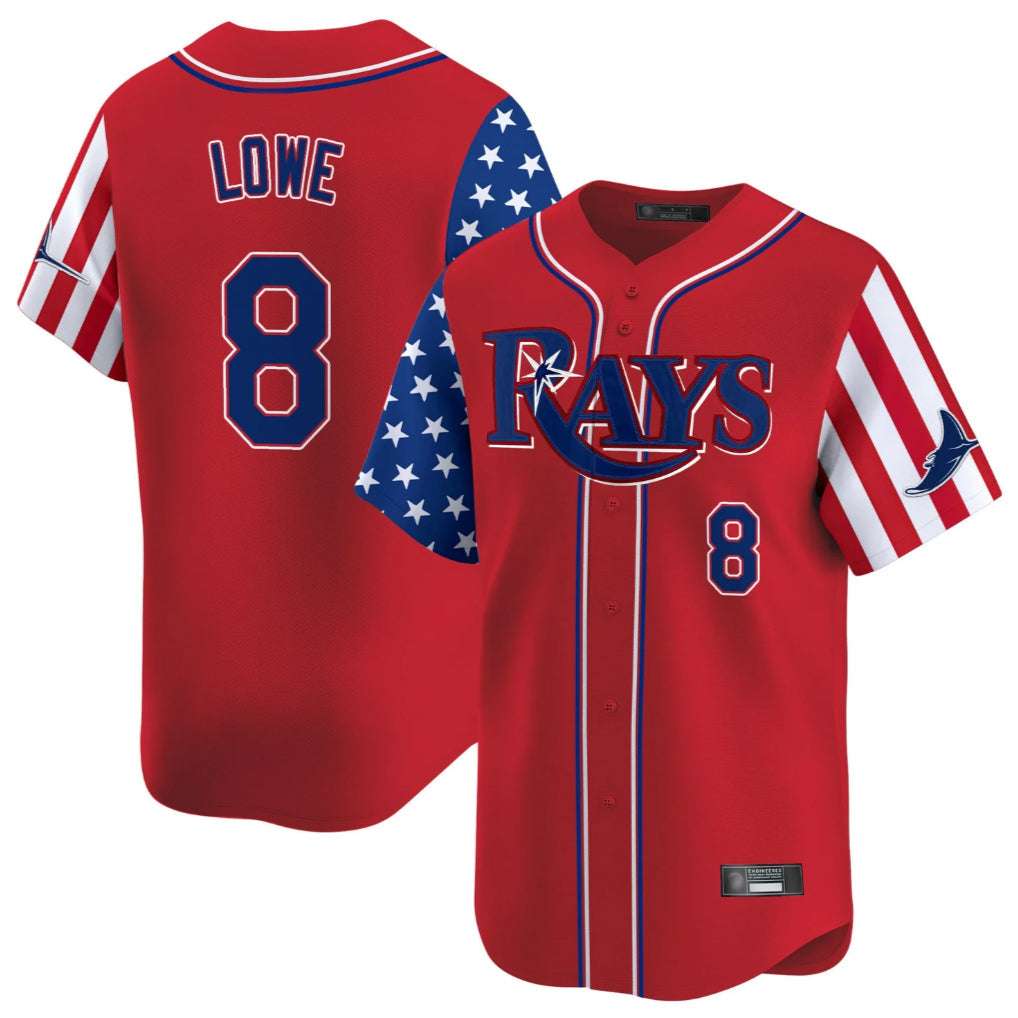 Cooneas TB.Rays #8 Brandon Lowe Player Red 2025 Independence Day Vapor Premier Limited Stitched Jerseys