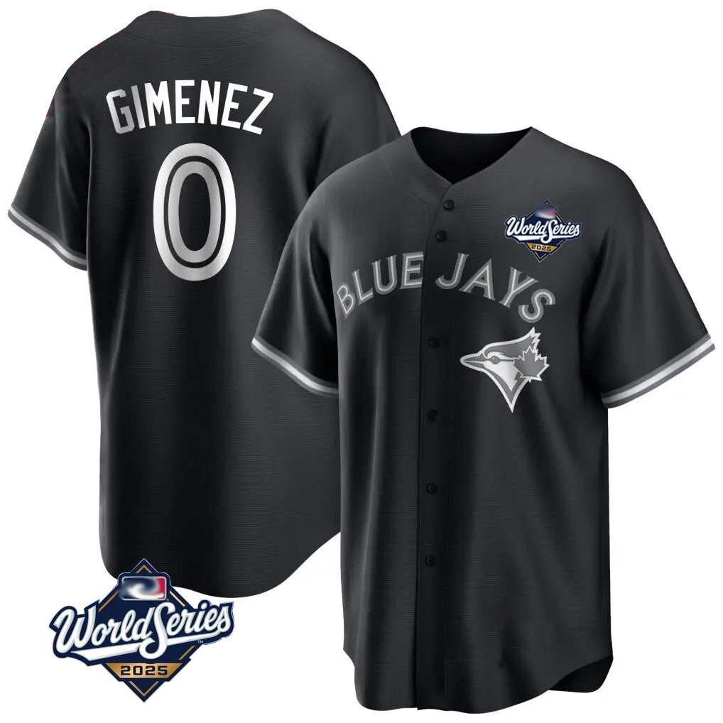 Cooneas T.Blue Jays #0 Andres Gimenez Player Black 2025 World Series Game Stitched Jerseys