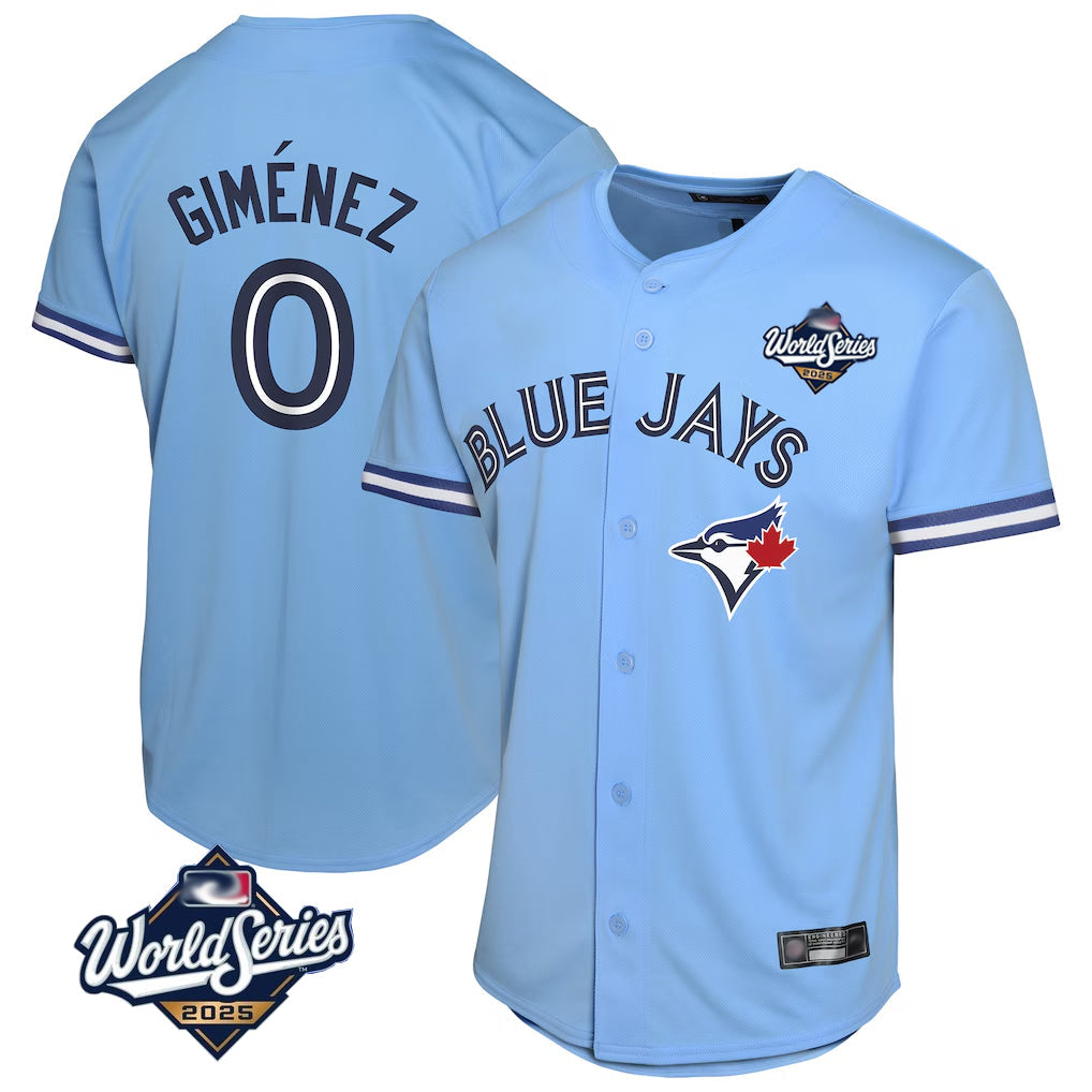Cooneas T.Blue Jays #0 Andres Gimenez Player Blue 2025 World Series Game Stitched Jerseys