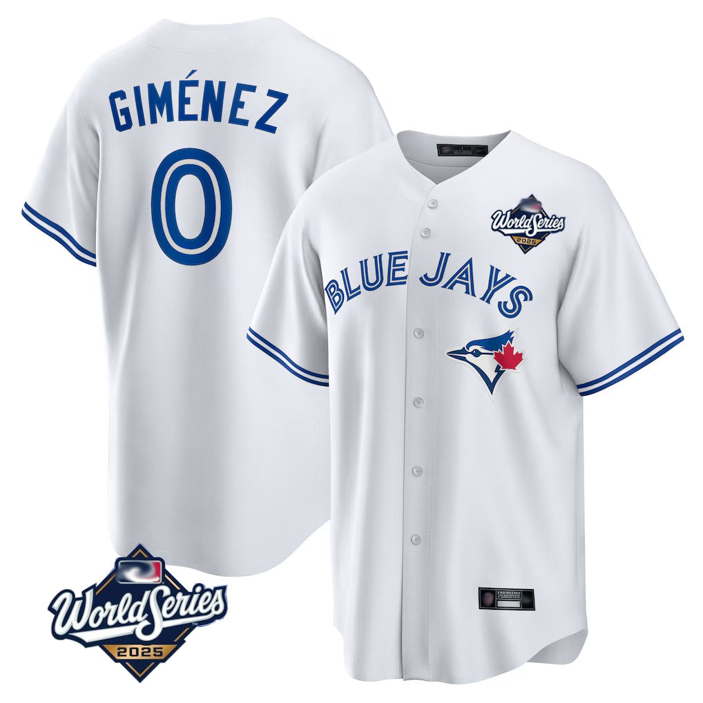 Cooneas T.Blue Jays #0 Andres Gimenez Player White 2025 World Series Game Stitched Jerseys