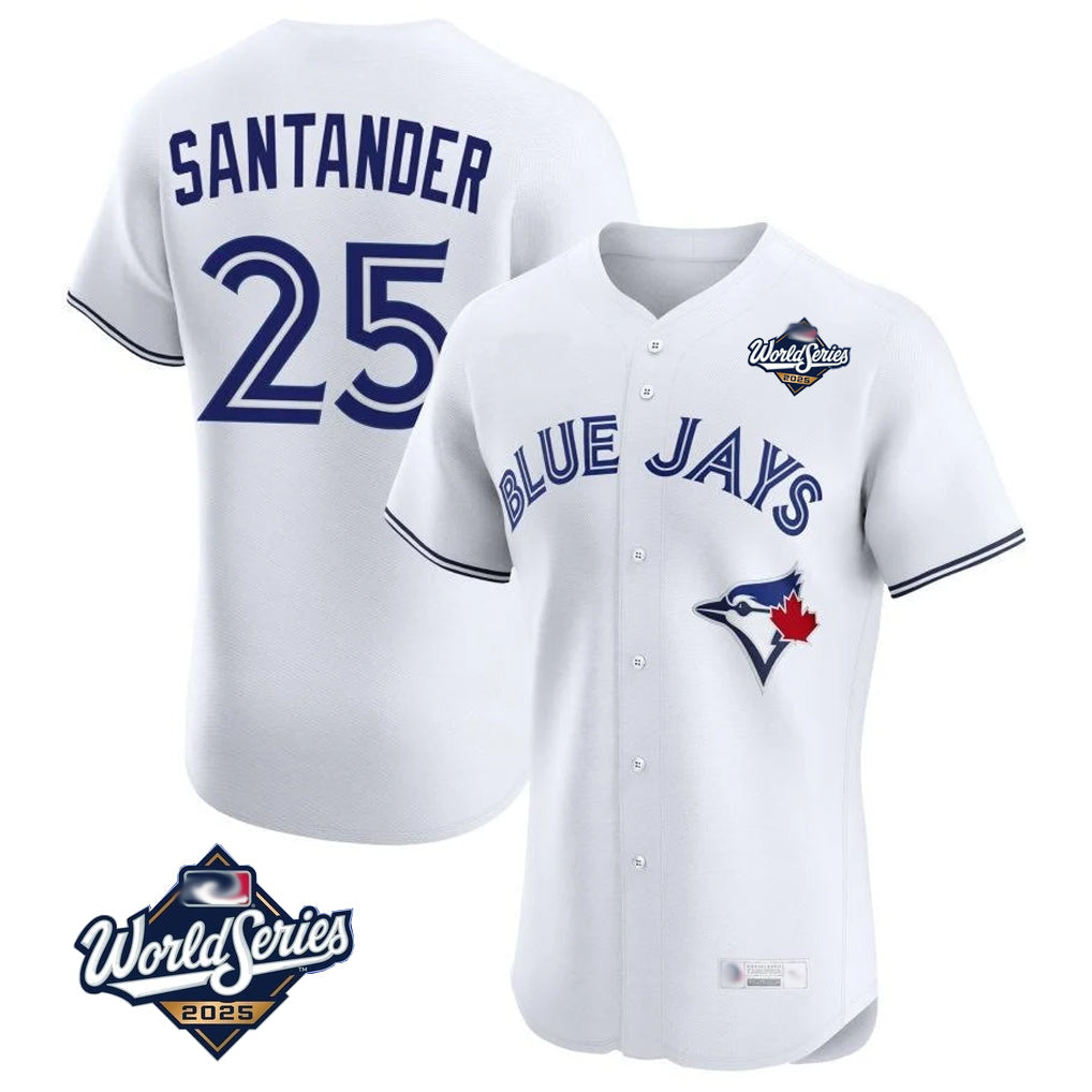 Cooneas T.Blue Jays #25 Anthony Santander Player White 2025 World Series Elite Limited Home Stitched Jerseys