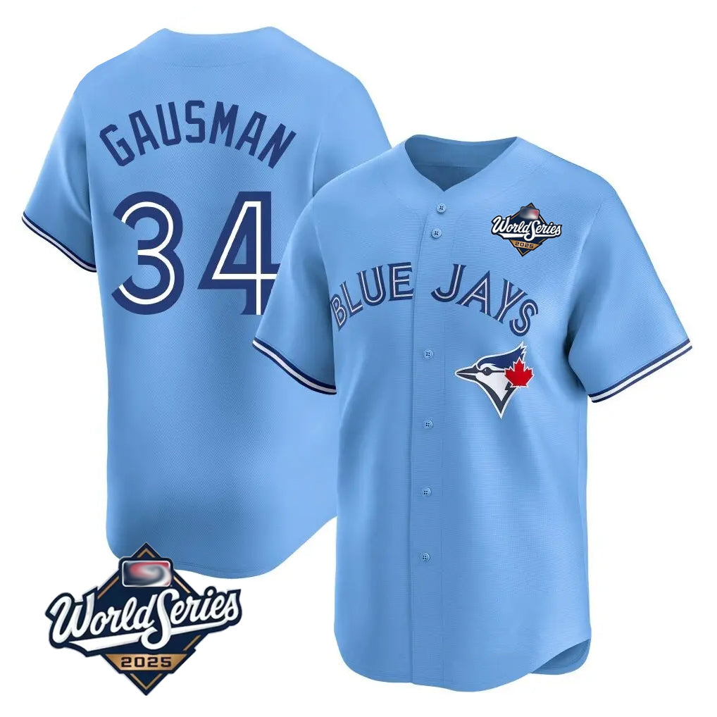 Cooneas T.Blue Jays #34 Kevin Gausman Player Blue 2025 World Series Limited Stitched Jerseys