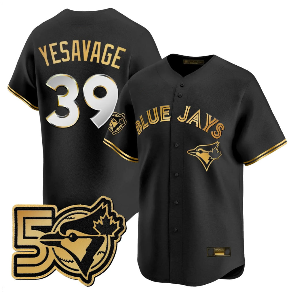 Cooneas T.Blue Jays #39 Trey Yesavage Player Black 50 Seasons Patch Vapor Premier Limited All Stitched Jerseys