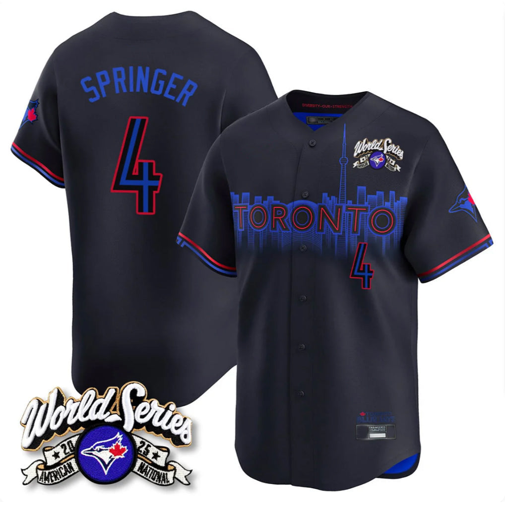 Cooneas T.Blue Jays #4 George Springer Player Black 2025 American League City Connect Limited Stitched Jerseys