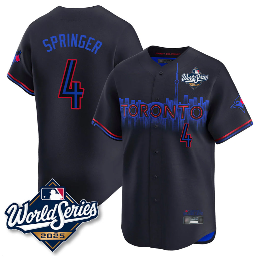 Cooneas T.Blue Jays #4 George Springer Player Black 2025 World Series City Connect Stitched Jerseys