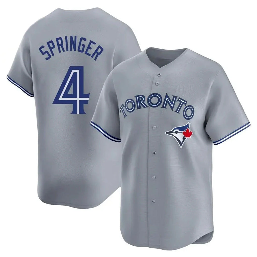 Cooneas T.Blue Jays #4 George Springer Player Gray Home Limited Stitched Jerseys