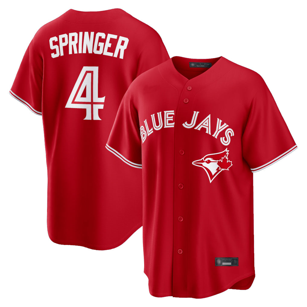 Cooneas T.Blue Jays #4 George Springer Player Red Home Game Stitched Jerseys