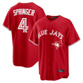 Cooneas T.Blue Jays #4 George Springer Player Red Home Game Stitched Jerseys