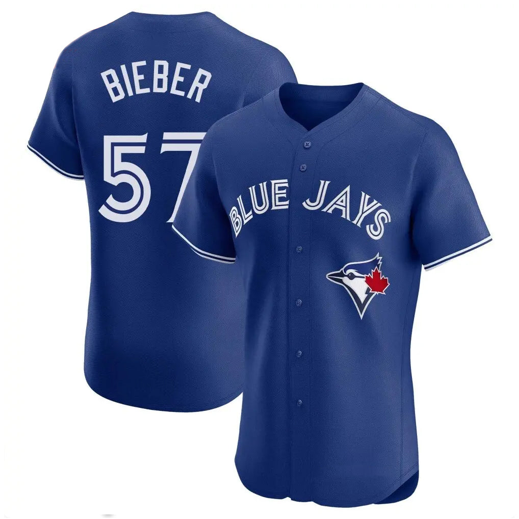 Cooneas T.Blue Jays #57 Shane Bieber Player Royal Elite Home Limited Stitched Jerseys