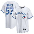 Cooneas T.Blue Jays #57 Shane Bieber Player White Game Stitched Jerseys