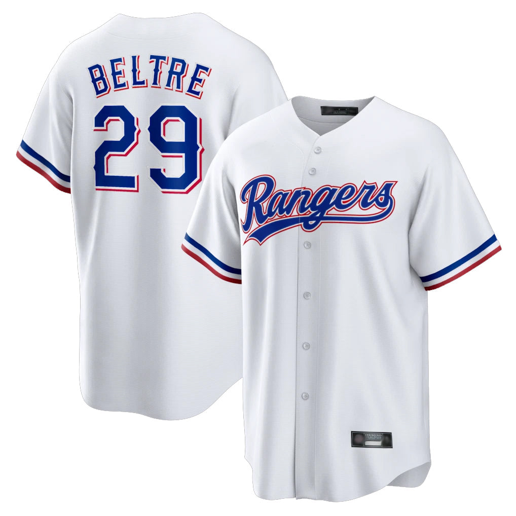 Cooneas T.Rangers #29 Adrian Beltre Player White Home Game Stitched Jerseys