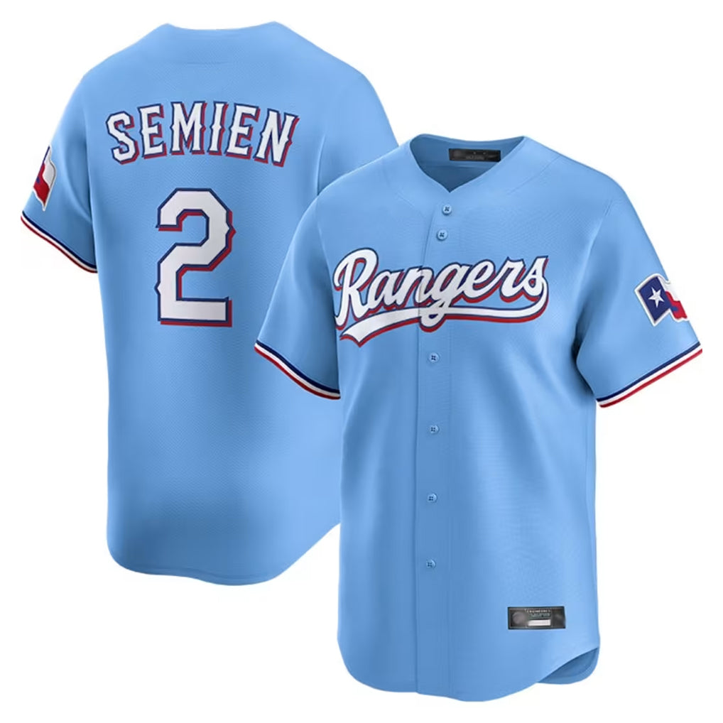 Cooneas T.Rangers #2 Marcus Semien Player Light Blue Limited Home Stitched Jerseys