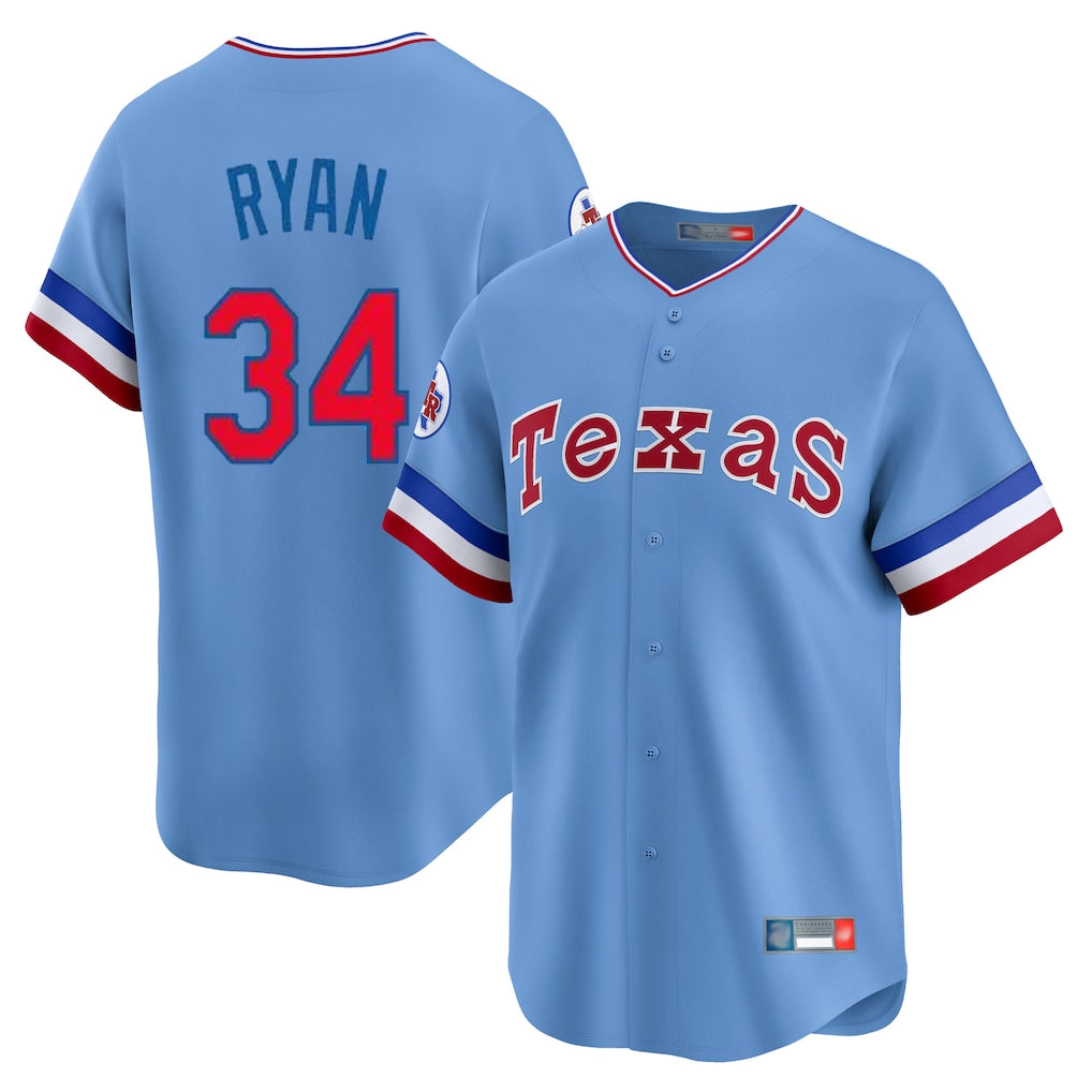 Cooneas T.Rangers #34 Nolan Ryan Player Light Blue Cooperstown Collection Limited Stitched Jerseys