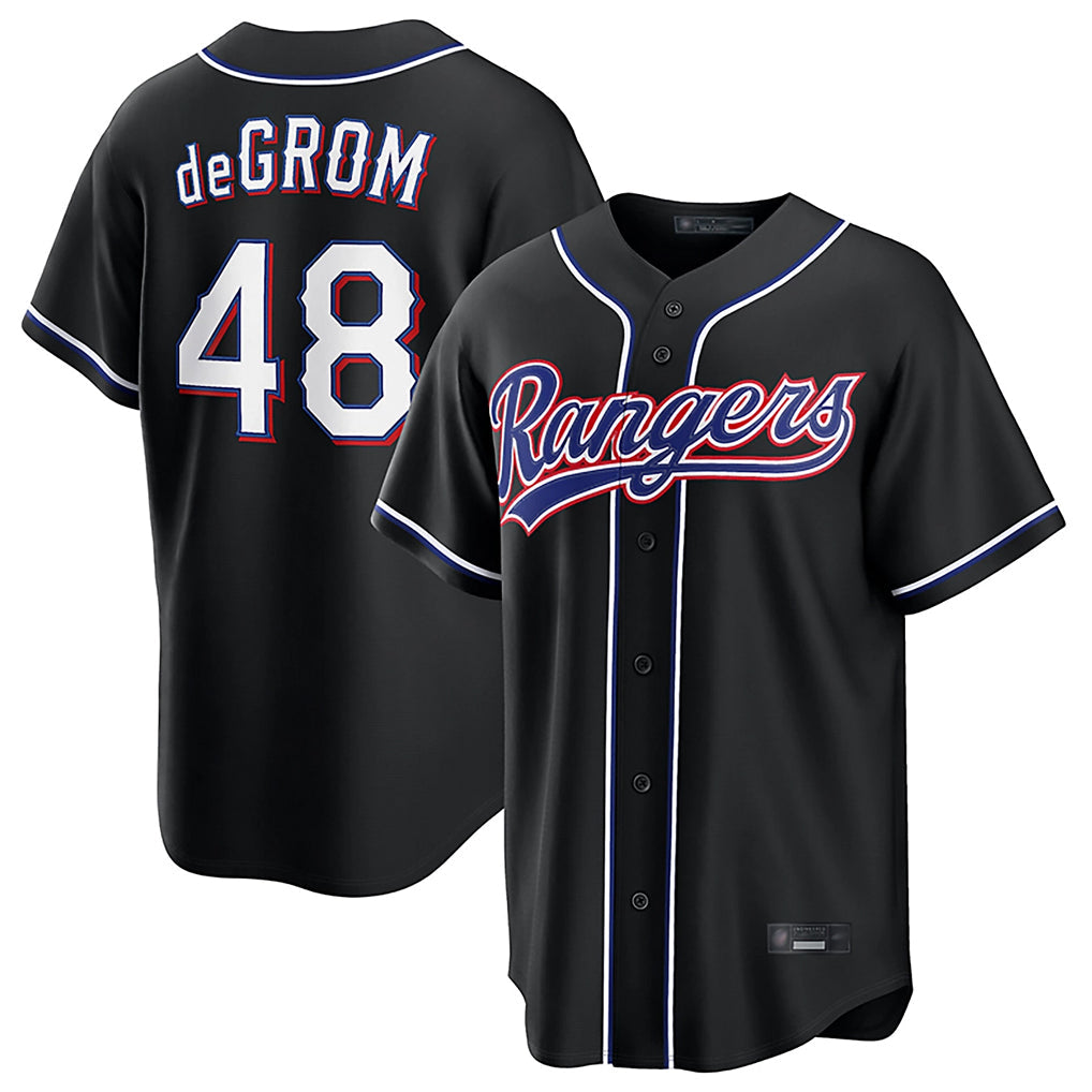 Cooneas T.Rangers #48 Jacob deGrom Player Black 2026 Out Fashion Replica Stitched Jerseys